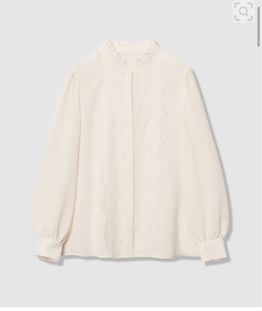 【美品】ANAYI ジョーゼットレースコンビブラウス　アイボリー　白　36