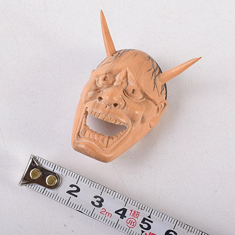 時代提げ物　木彫　面根付　能面　お面　般若面　C　8069