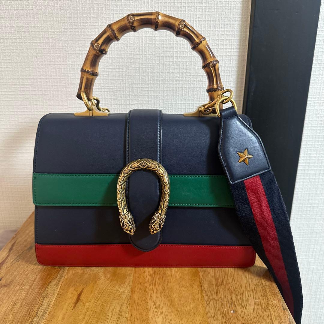Gucci バンブーハンドル レザー ハンドバッグ