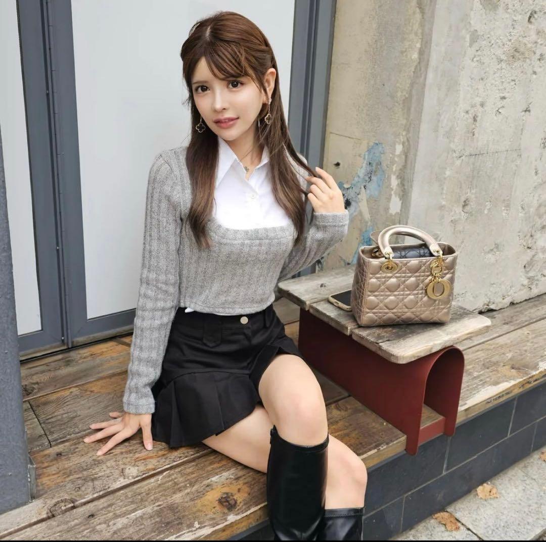 Randy クロップドレイヤードニットトップス グレー - メルカリ