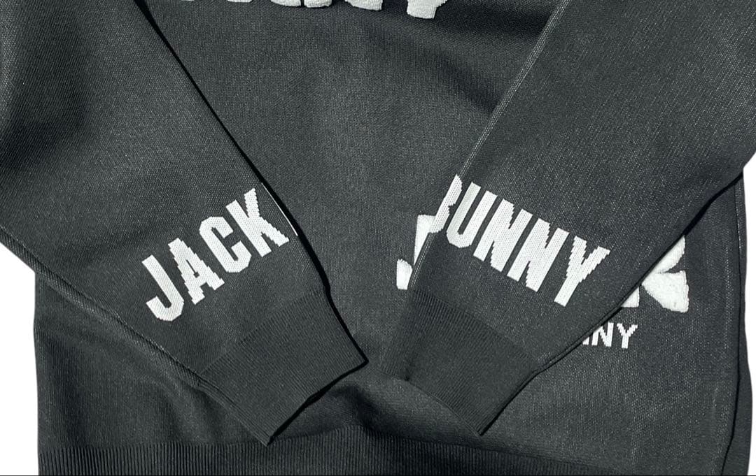 美品☆Jack Bunny!! ロゴジャガードニットフーディ ブラック サイズ5