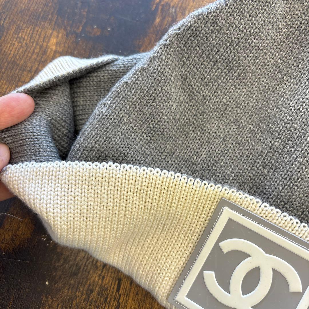 O120 タグ付き シャネル ニット帽 グレー ココマーク - メルカリ