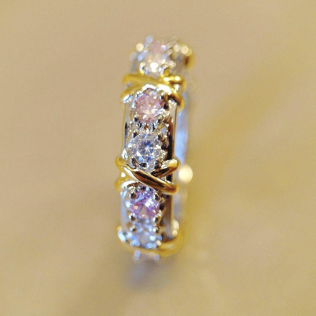 913 高級 sona ダイヤモンド フルエタニティ リング ピンク ゴールド