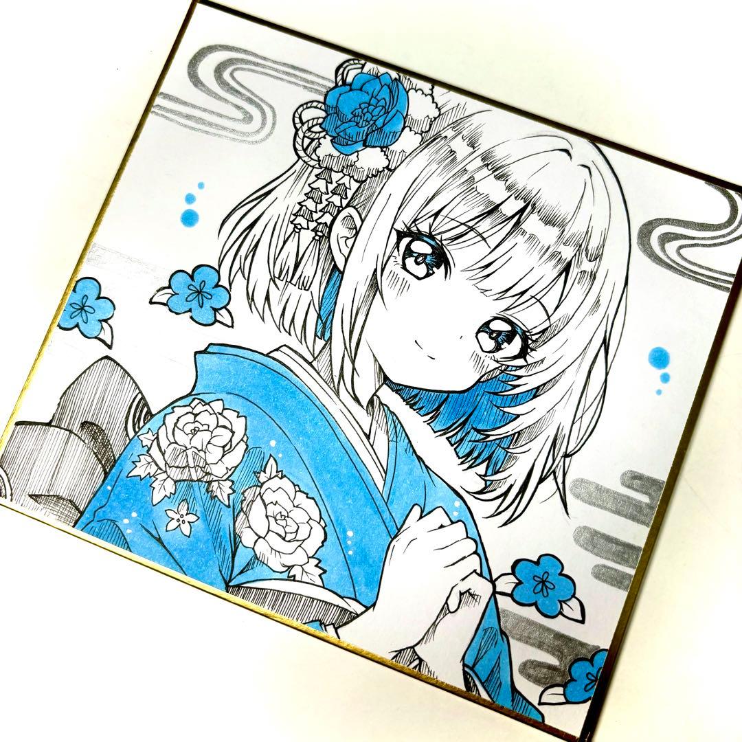 h*☆様 オリジナル手描きイラスト アナログ 手描きイラスト アナログイラスト オリジナル 創作 男の子 色紙 - メルカリ