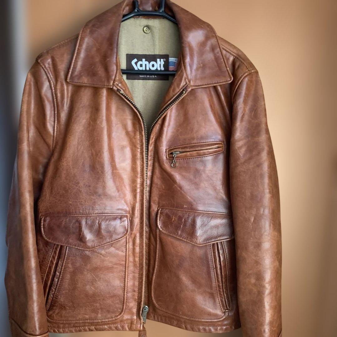 お*す様 Schott ブラウンレザージャケット サイズ36 馬革