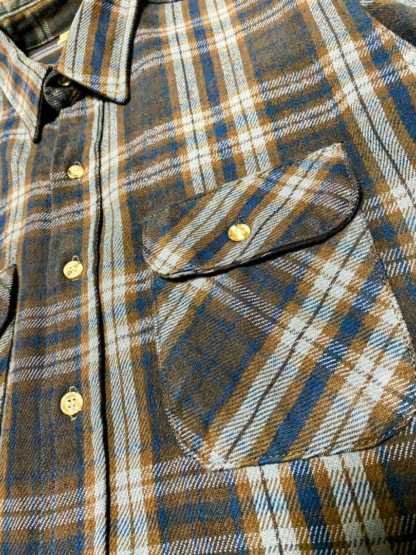 神配色】90s FIVE BROTHER ネルシャツ 青・黒・白 チェック