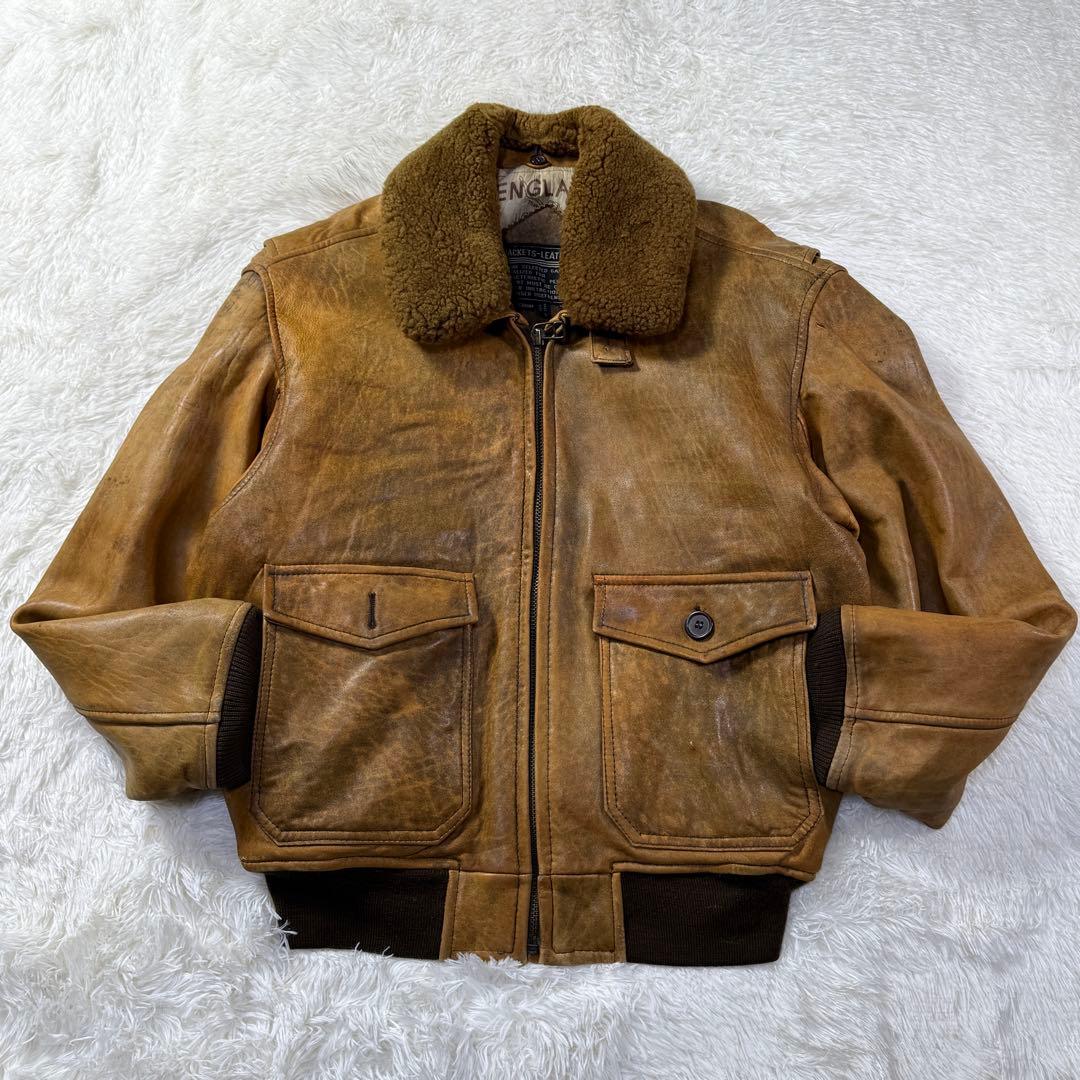 90s⭐G-1 Vintage フライトレザージャケット M ムートン襟ボア - メルカリ