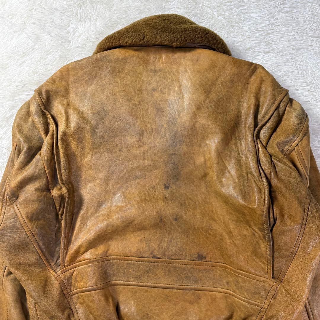 90s⭐G-1 Vintage フライトレザージャケット M ムートン襟ボア - メルカリ