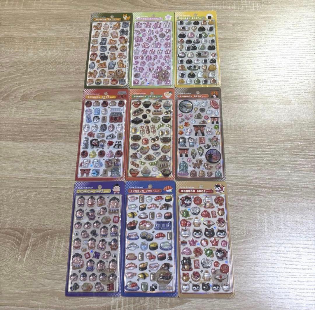 ア*ド様 BONBON DROP シールセット和柄9種類 ボンボンドロップシールより和柄、churukiraシリーズなど全28柄が再販