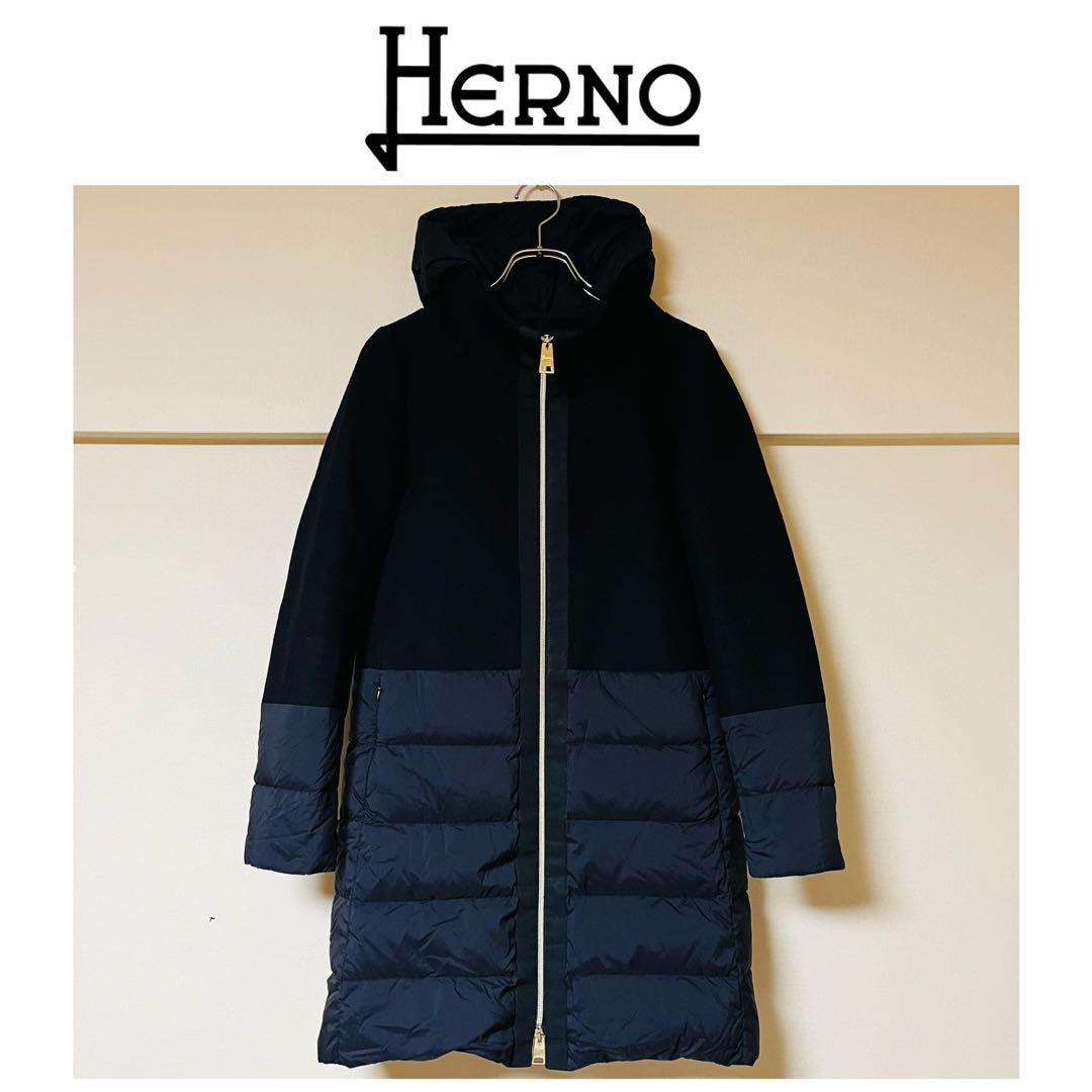 Herno ヘルノ 異素材切り替えダウンジャケット PI0712D ブラック