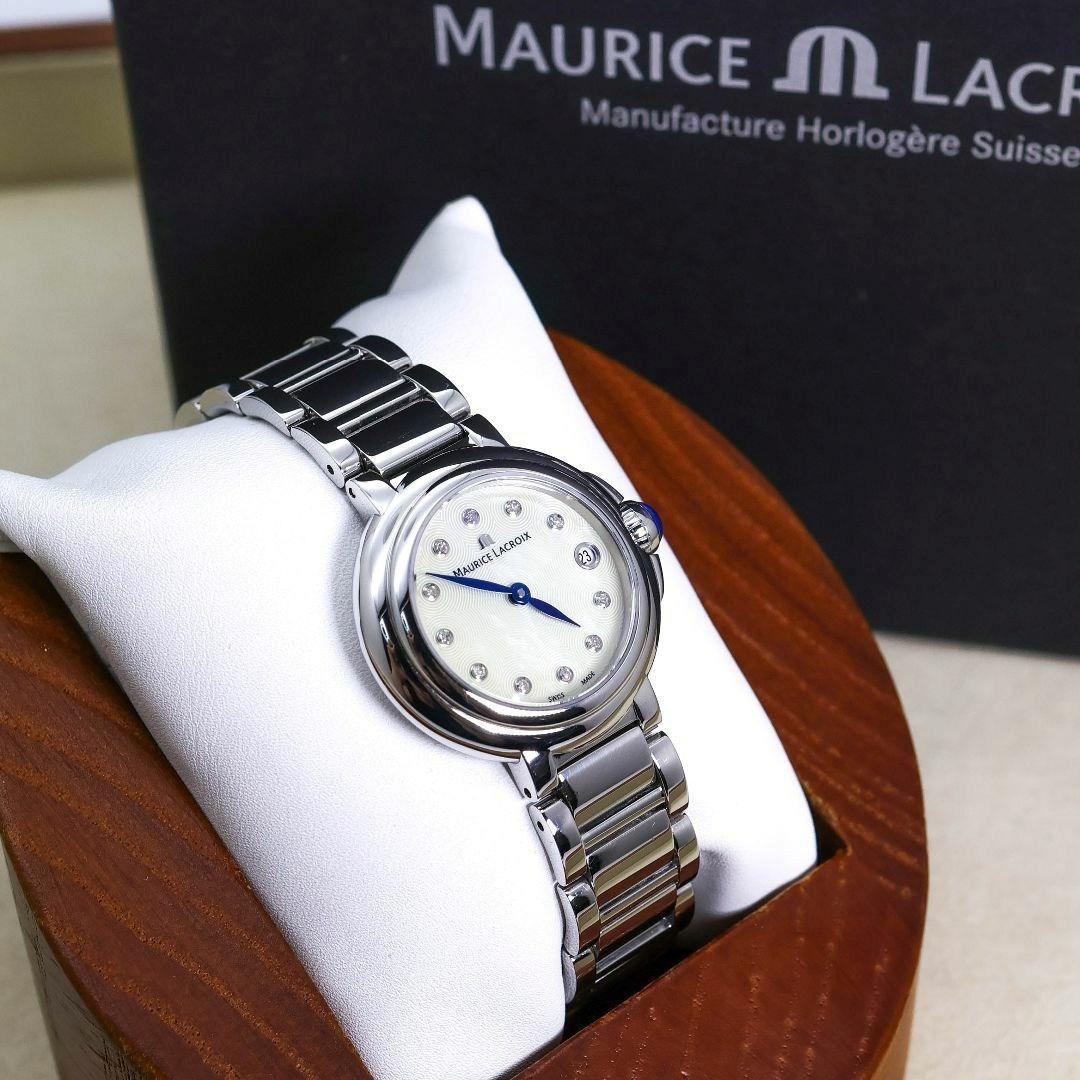 稼働 モーリスラクロア 腕時計 11Pダイヤ ホワイトシェル 新品電池 2119