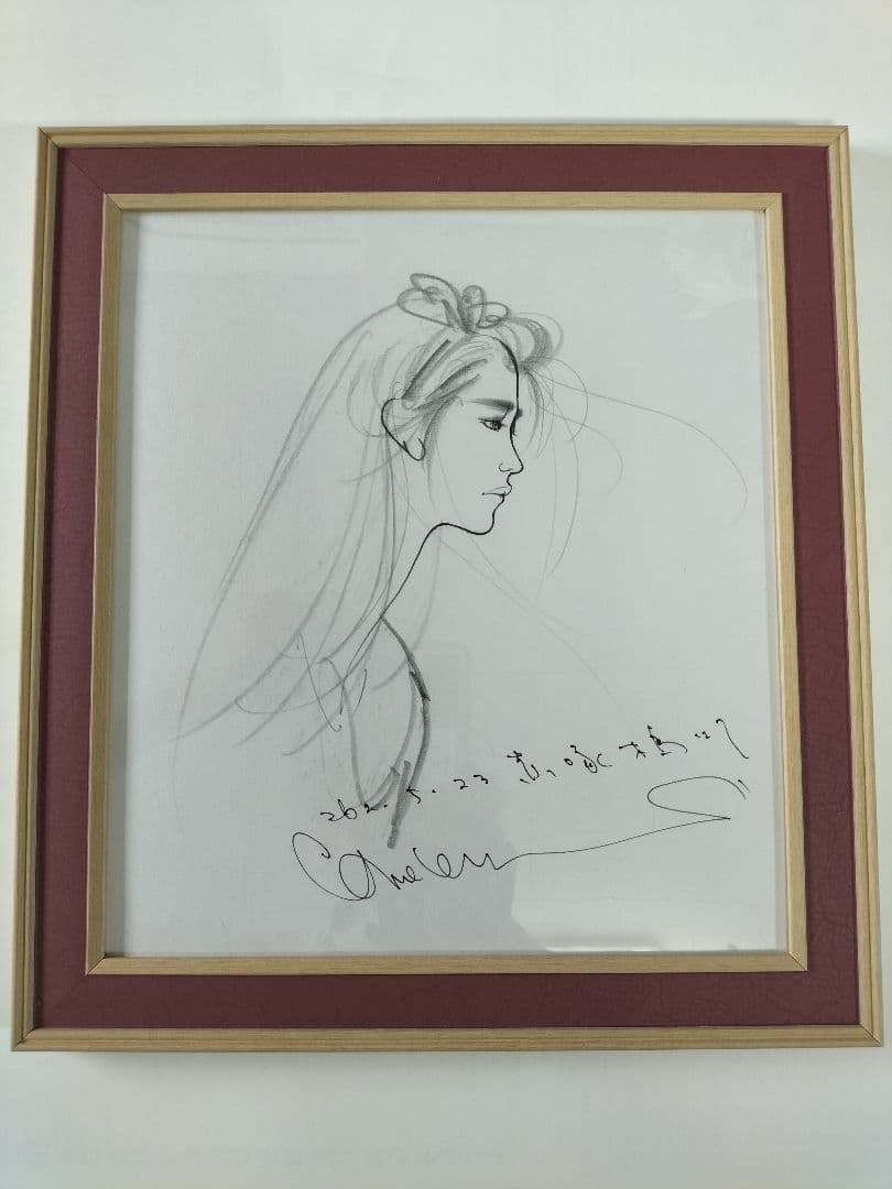 ☆風の画家 中島潔 肉筆 (女性画 美人画)直筆サイン入り色紙 - メルカリ