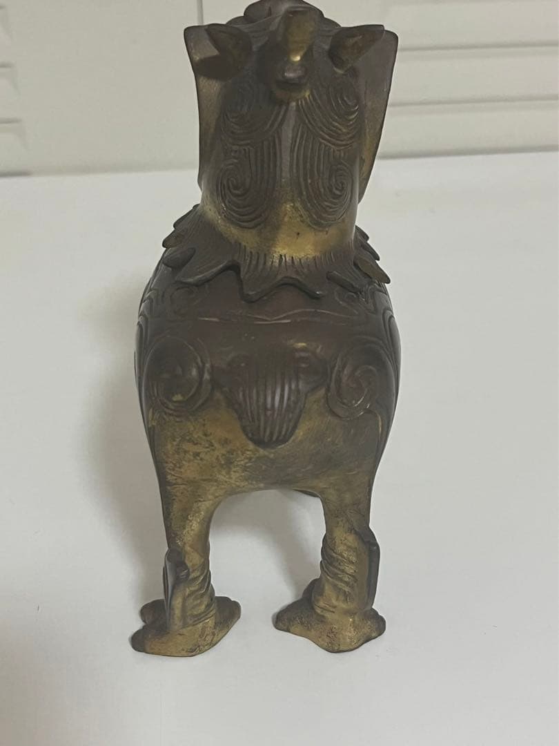 中国美術 明末清初 銅鎏金 麒麟 骨董品 香炉 貔貅重さ663g