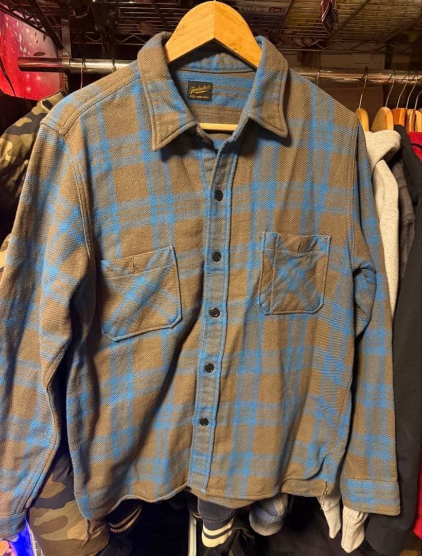 Tenderloin ブラウンブルー チェックネルシャツ