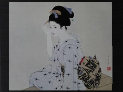 志村立美、【宵】、希少な大判額装用画集より、美品、新品額装付