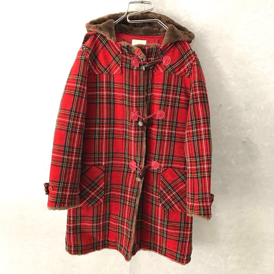 PINK HOUSE タータンチェック ボア ダッフルコート 赤 希少 フリー
