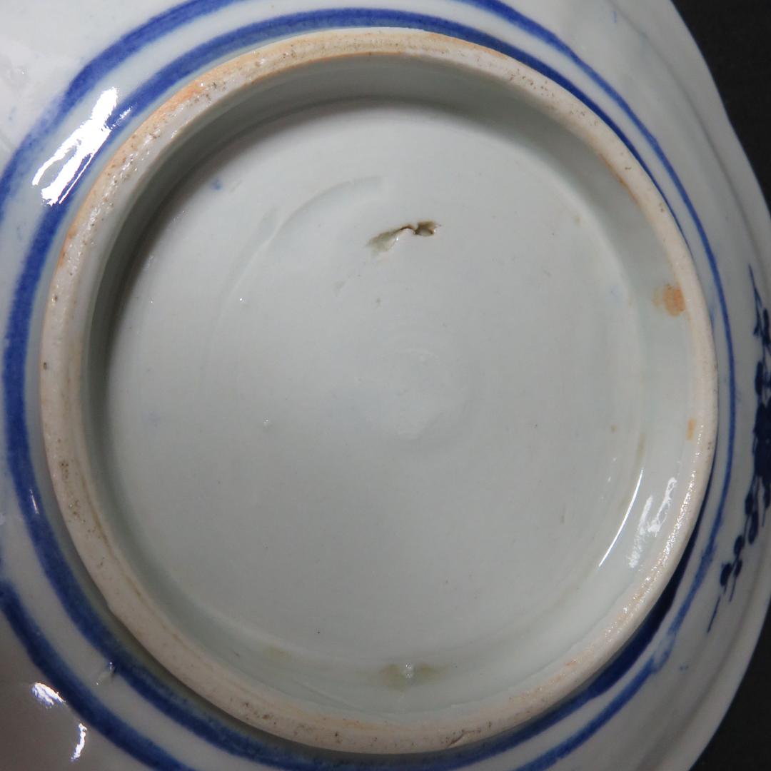 長丸皿 3枚 歪み 変形皿 花唐草 印判 染付 明治 大正 - メルカリ