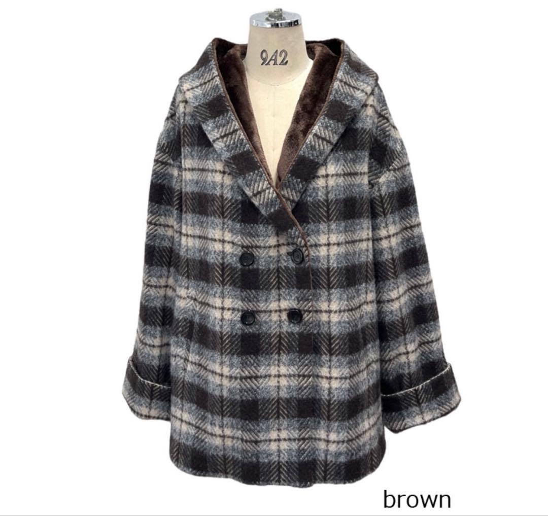 30580円新品ayane(アヤン）フードチェック柄コート 30580円新品ayane(アヤン）フードチェック柄コート 30580円新品ayane