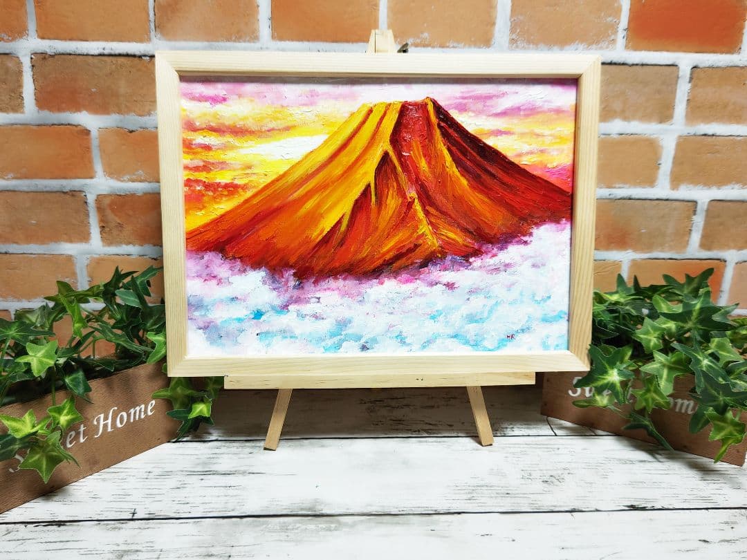 油絵 絵画【赤富士】