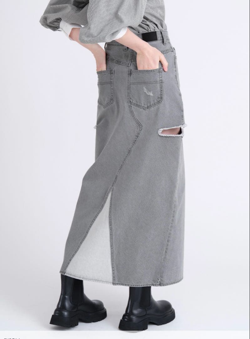 スカート back bi color patchwork remake denim SK