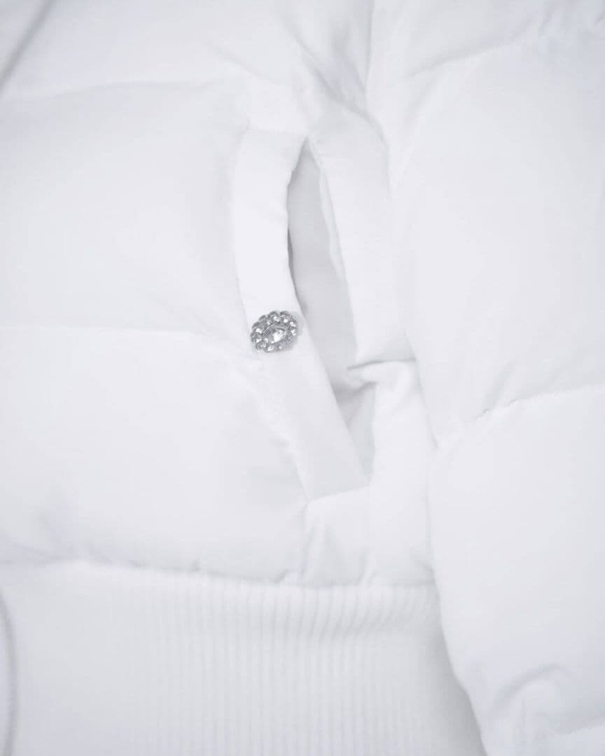 ミシェルマカロン ファーフードショートダウン ホワイト XSサイズ