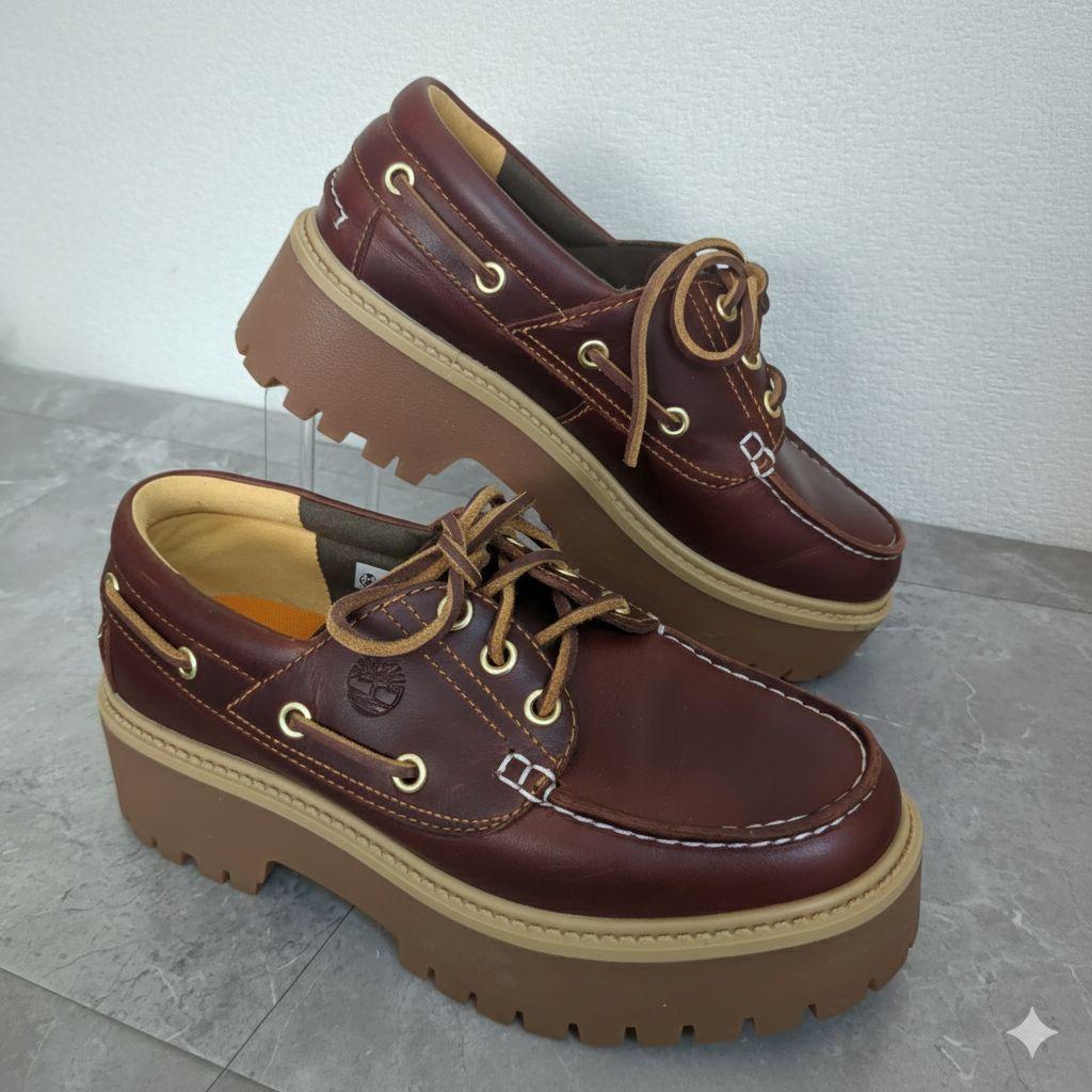 美品☆24㎝ Timberland ストーン ストリート ボート 厚底 モカシン Timberland（ティンバーランド） デッキシューズ モカシン