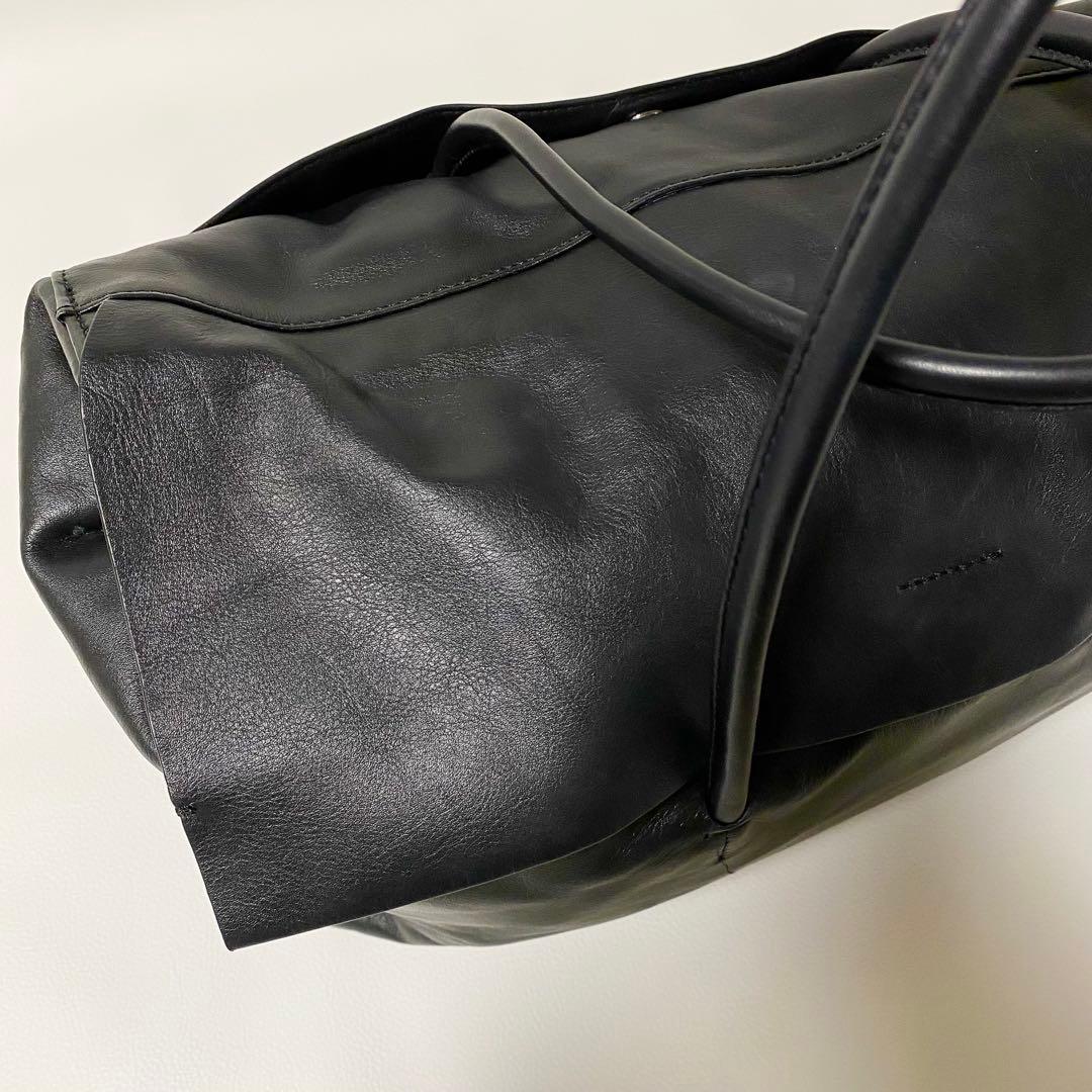 Hoaw フラップボストンバッグ トートバッグ レザー 大容量 黒