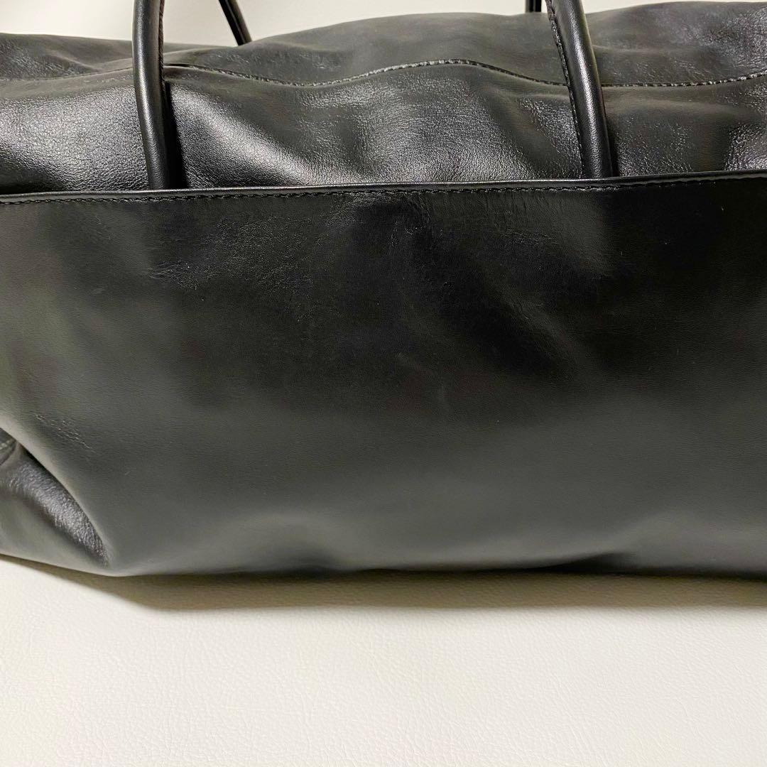 Hoaw フラップボストンバッグ トートバッグ レザー 大容量 黒