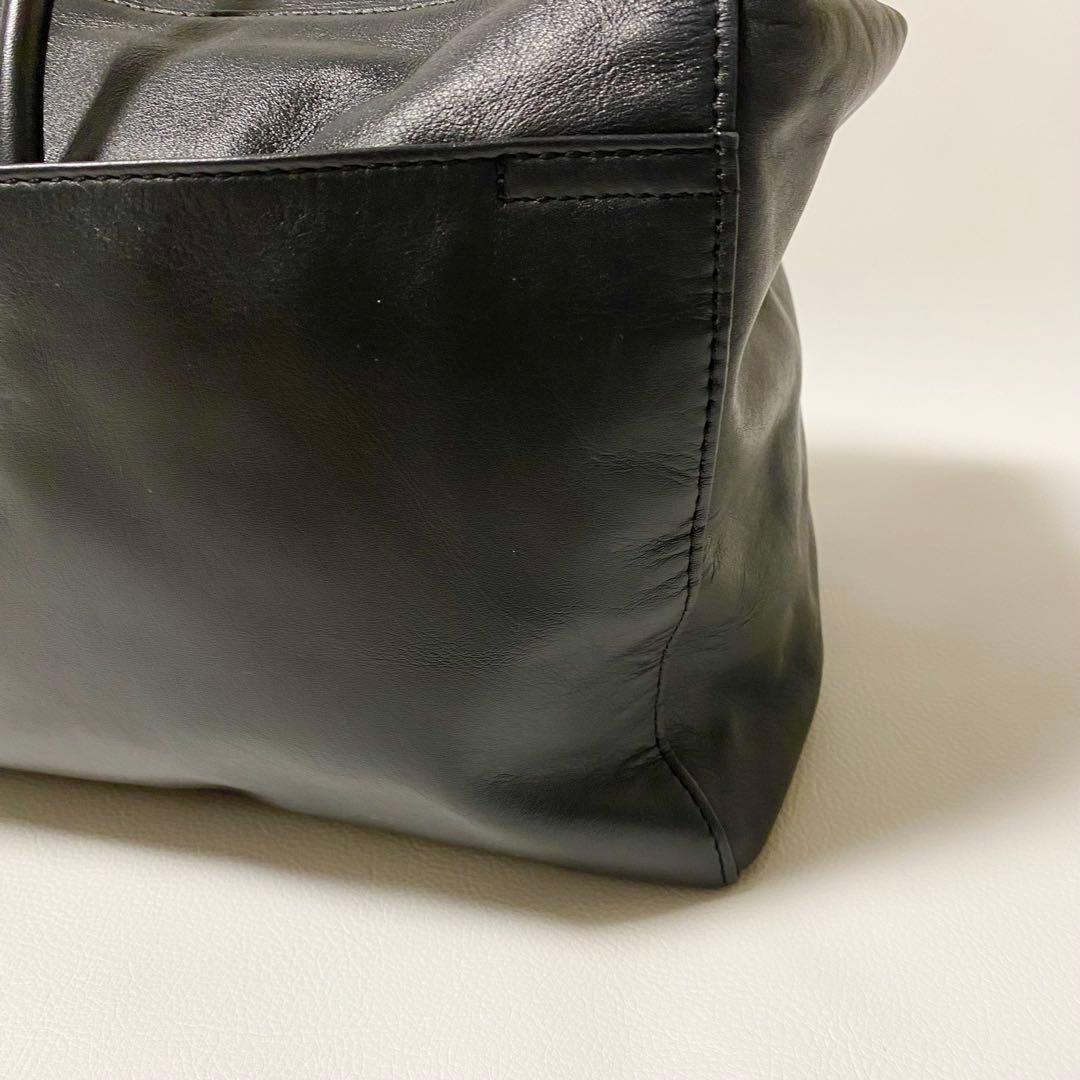 Hoaw フラップボストンバッグ トートバッグ レザー 大容量 黒