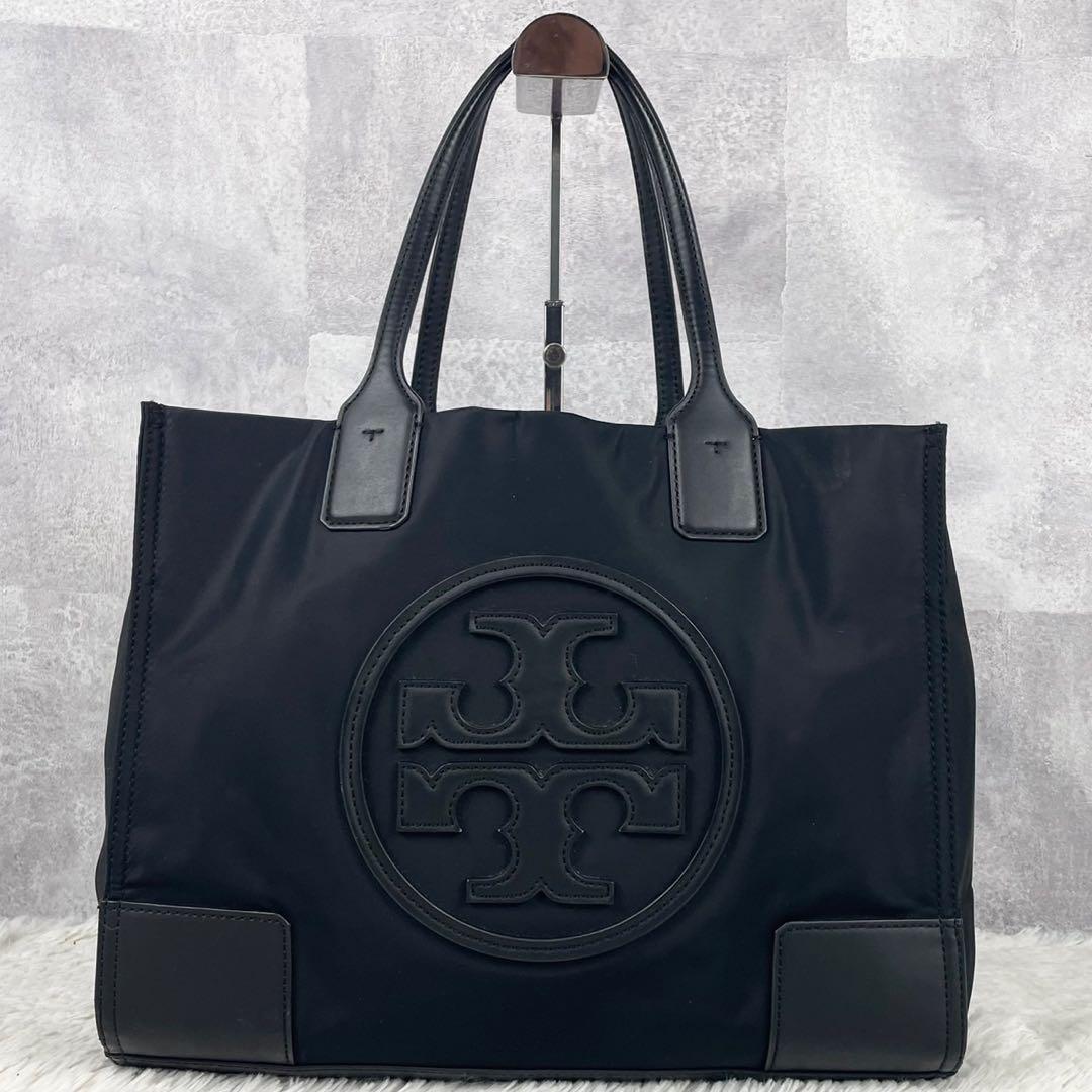 A4可 美品 トリーバーチ ナイロン レザー トートバッグ エラ ブラック