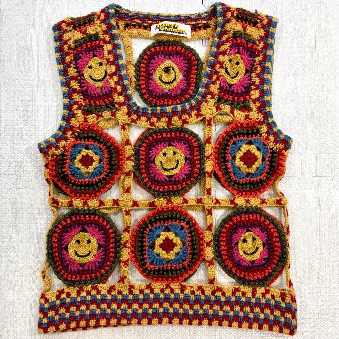 初期 HYSTERIC GLAMOUR クロシェ編み スマイル ニットベスト