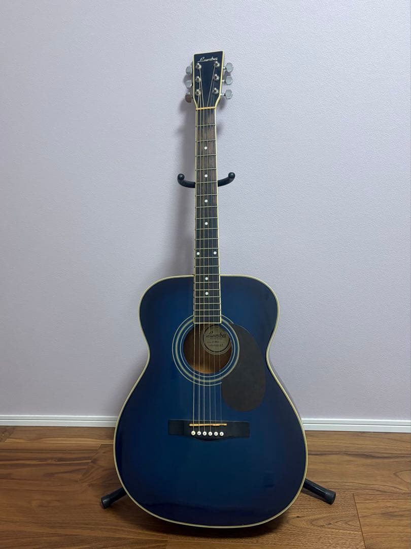 青 アコースティックギターとケースセット