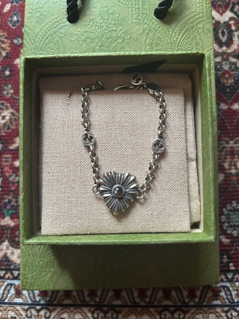 新品 GUCCI インターロッキングG ハート ブレスレット Ag925 16