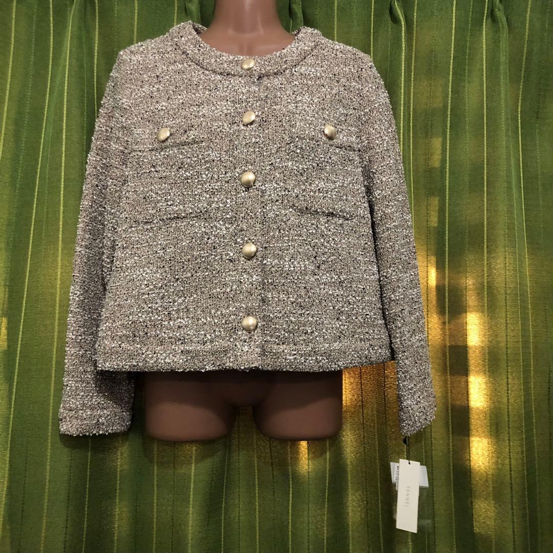 新品・未使用FENNELグレー ツイード ジャケット ショート丈