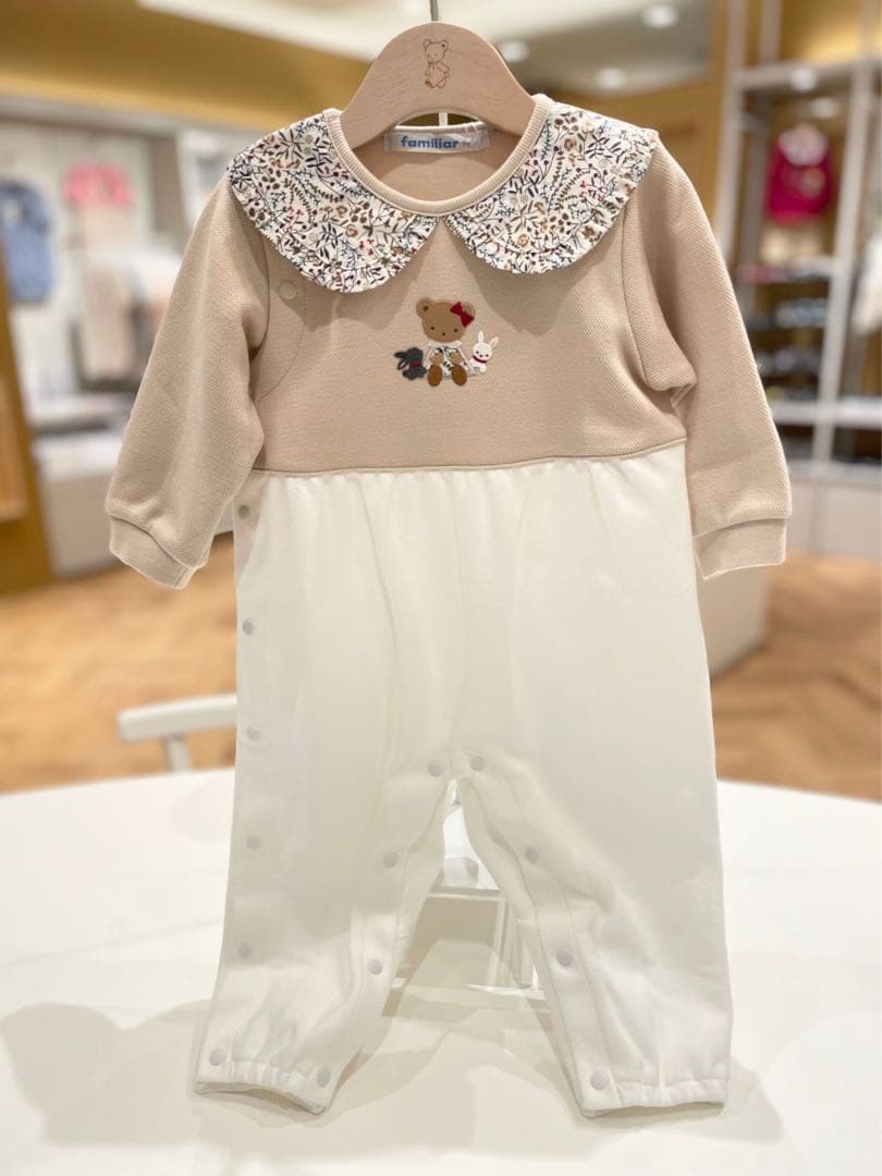 極美品　ファミリア　カバーオール　ロンパース　60㎝　女の子　リバティ柄
