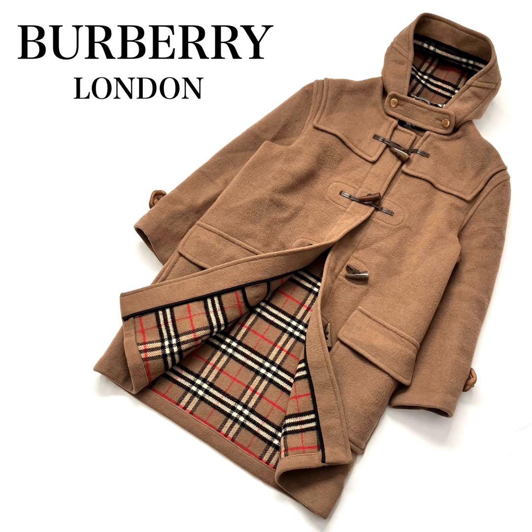 バーバリー 英国製 ダッフルコート キャメル 100%ウール ノバチェック裏地