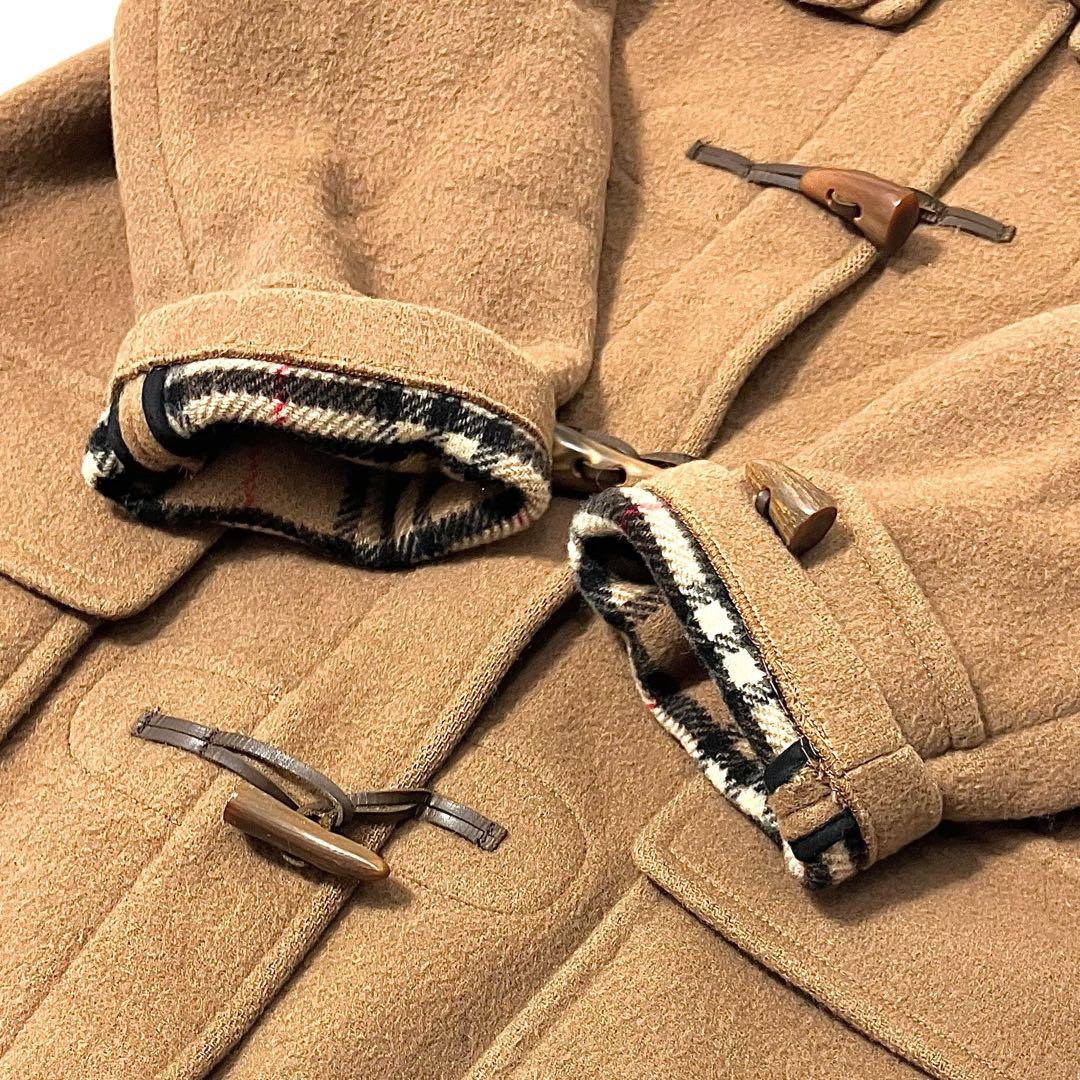 バーバリー 英国製 ダッフルコート キャメル 100%ウール ノバチェック