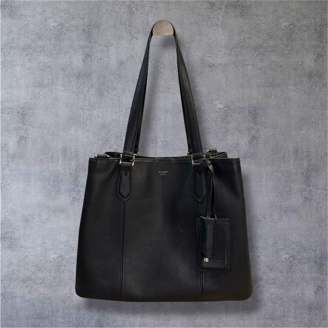 ペッレモルビダ コローレ レザートートバッグ 2way 紺 ビジネス PC A4