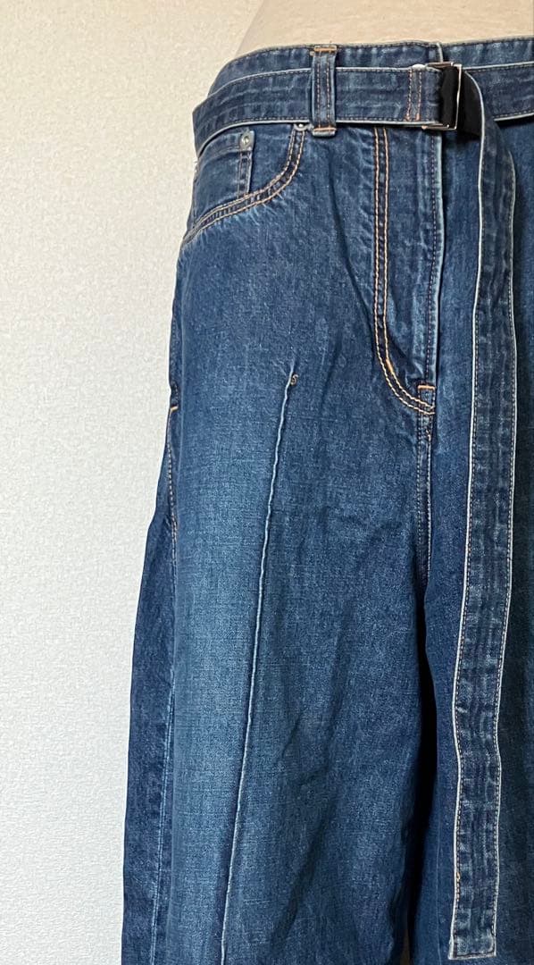 サカイ ワイドデニムパンツ ベルト付 sacai
