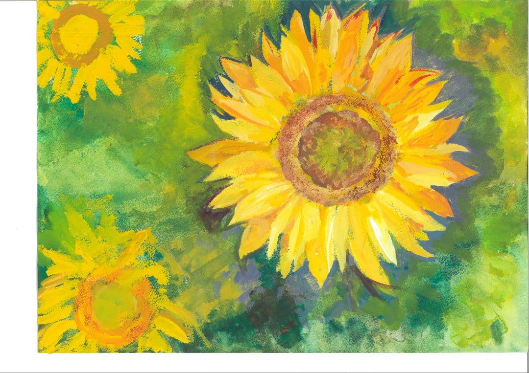 ひまわり アクリル絵の具作品 - メルカリ