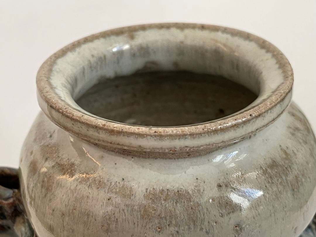 陶芸家 人間国宝 中里逢庵 中里太郎衛門 叩き朝鮮唐津耳付花生