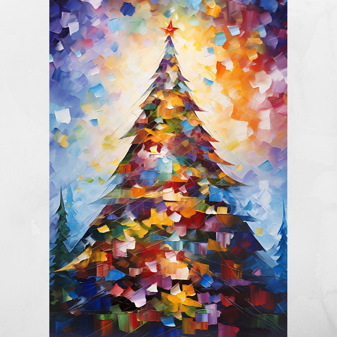 XS25-E】クリスマスツリー クリスマスアート ウィンター 油絵 - メルカリ