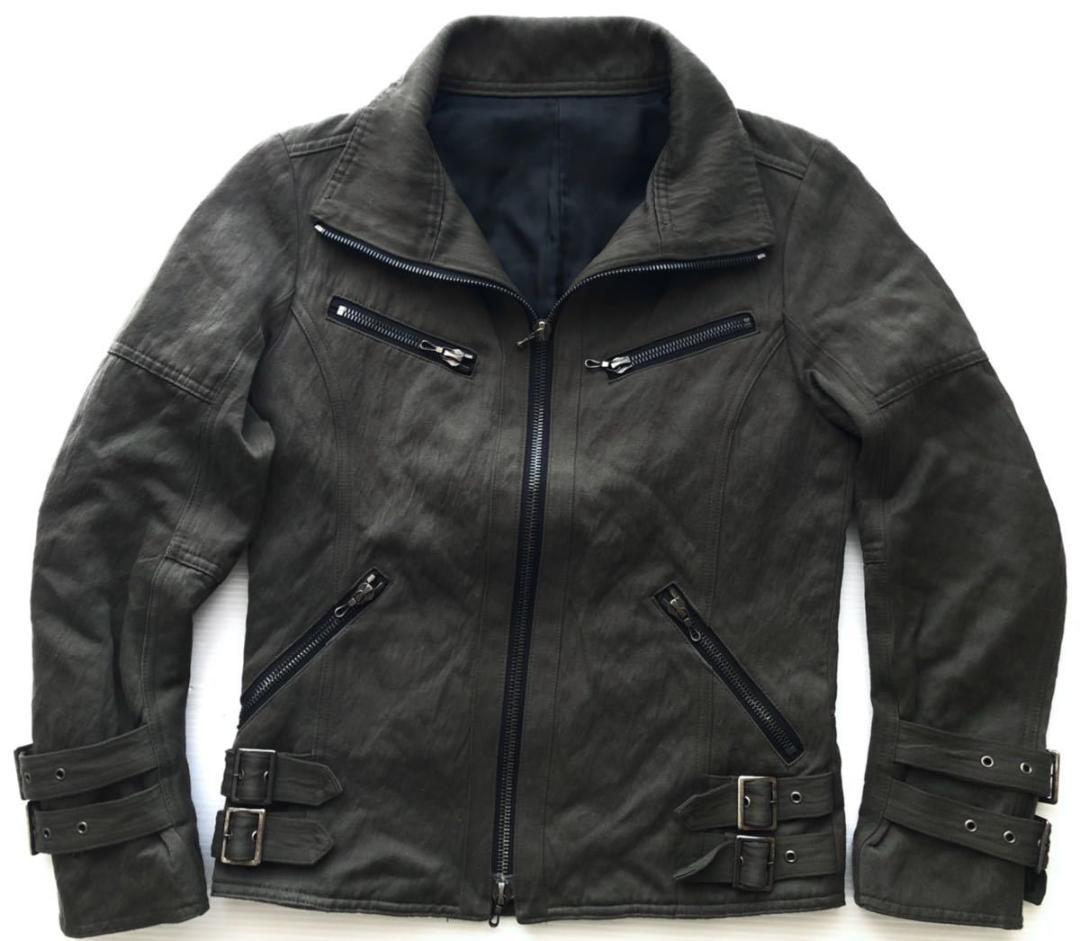 ジ*ム様 シェラック ライダース ジャケット ナイロン×コットン×ステンレス