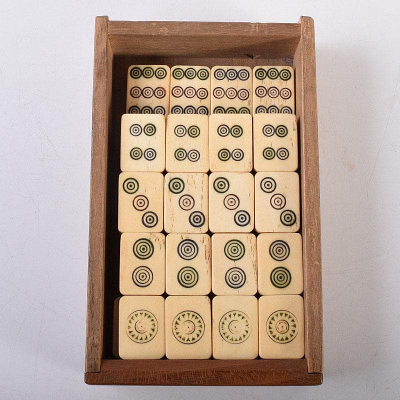 中国 竹嵌 骨牌 背竹牌 麻雀牌 木箱付 V 8014 - メルカリ