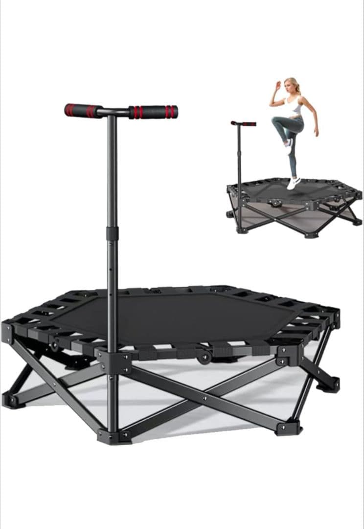 新型トランポリン 室内 全鋼構造 静音設計 高弾力 手すり付き 子供大人兼用