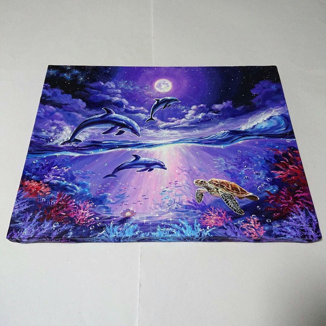美しい月夜の海】アクリル画 F6 風景画 絵画 動物画 海の絵 - メルカリ