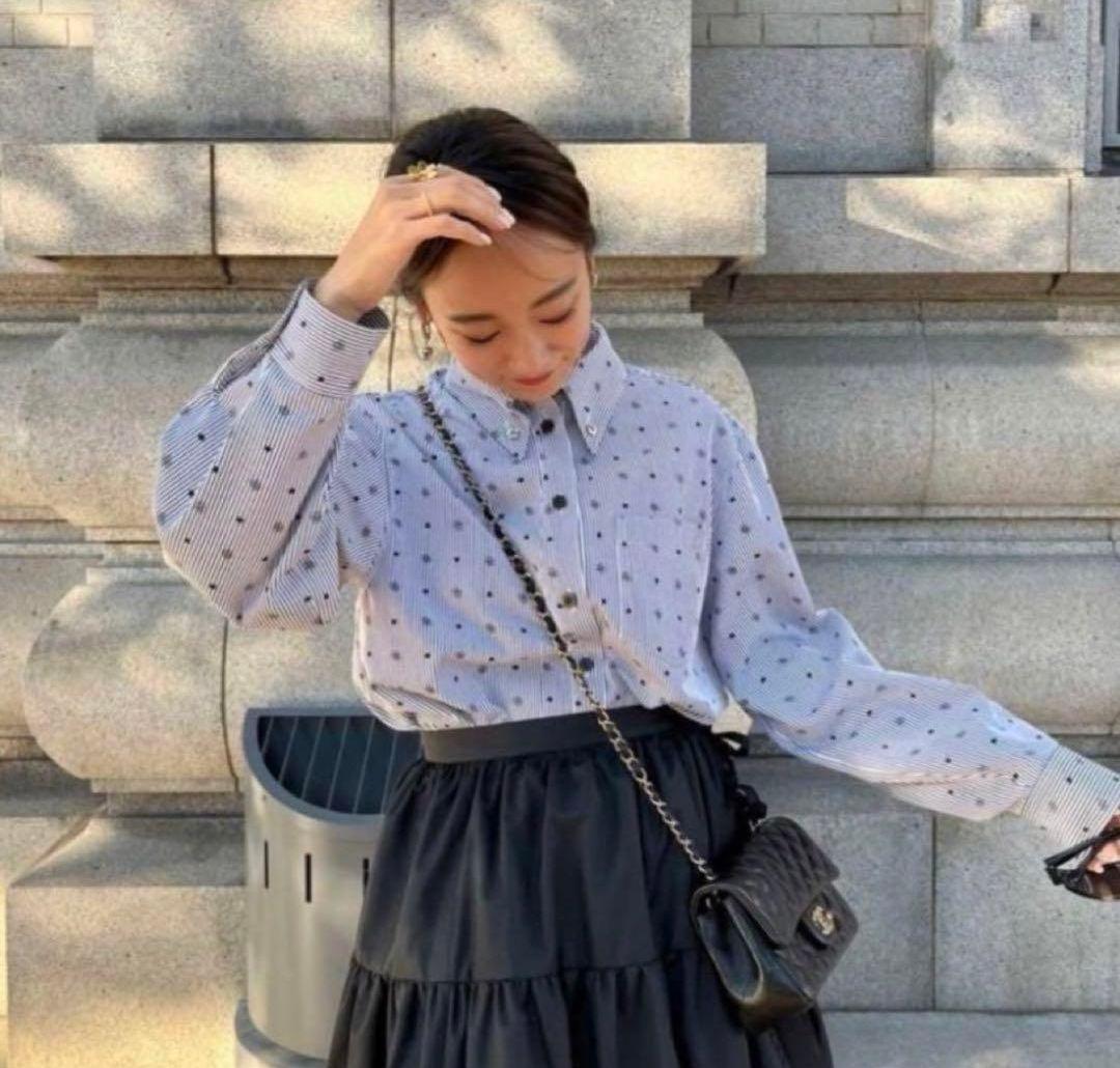 ロージーモンスター ハート ロゴ ストライプ シャツ ブラック