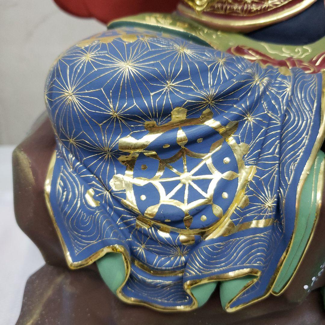 Bフライデー蔵出し特価希少台座極彩色錐金 不動明王半跏像7寸楠材高さ