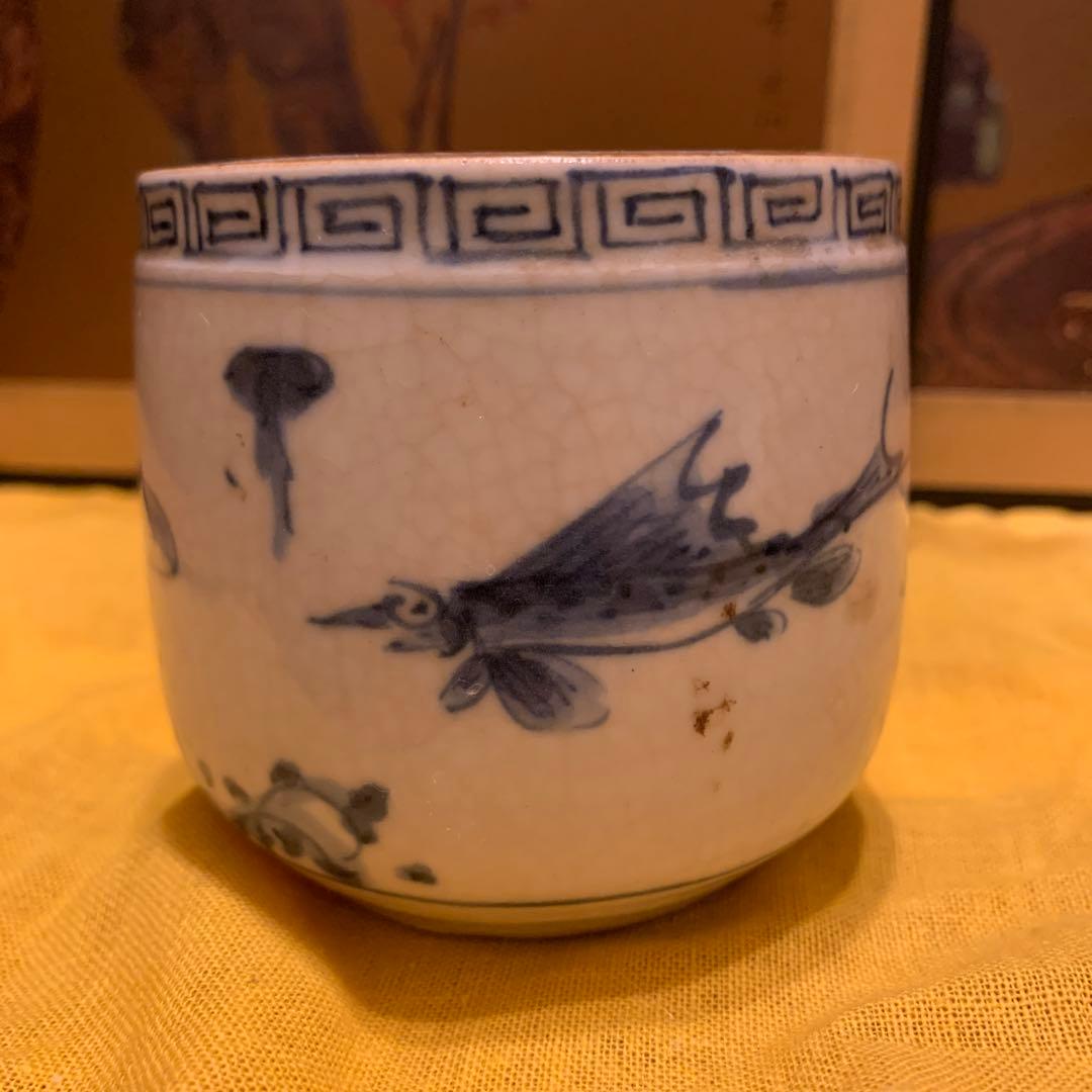 挿し香炉　李朝 染付　アンティーク 掌の骨董74. 李朝白磁染付福寿文杯 | 掌（てのひら）の骨董