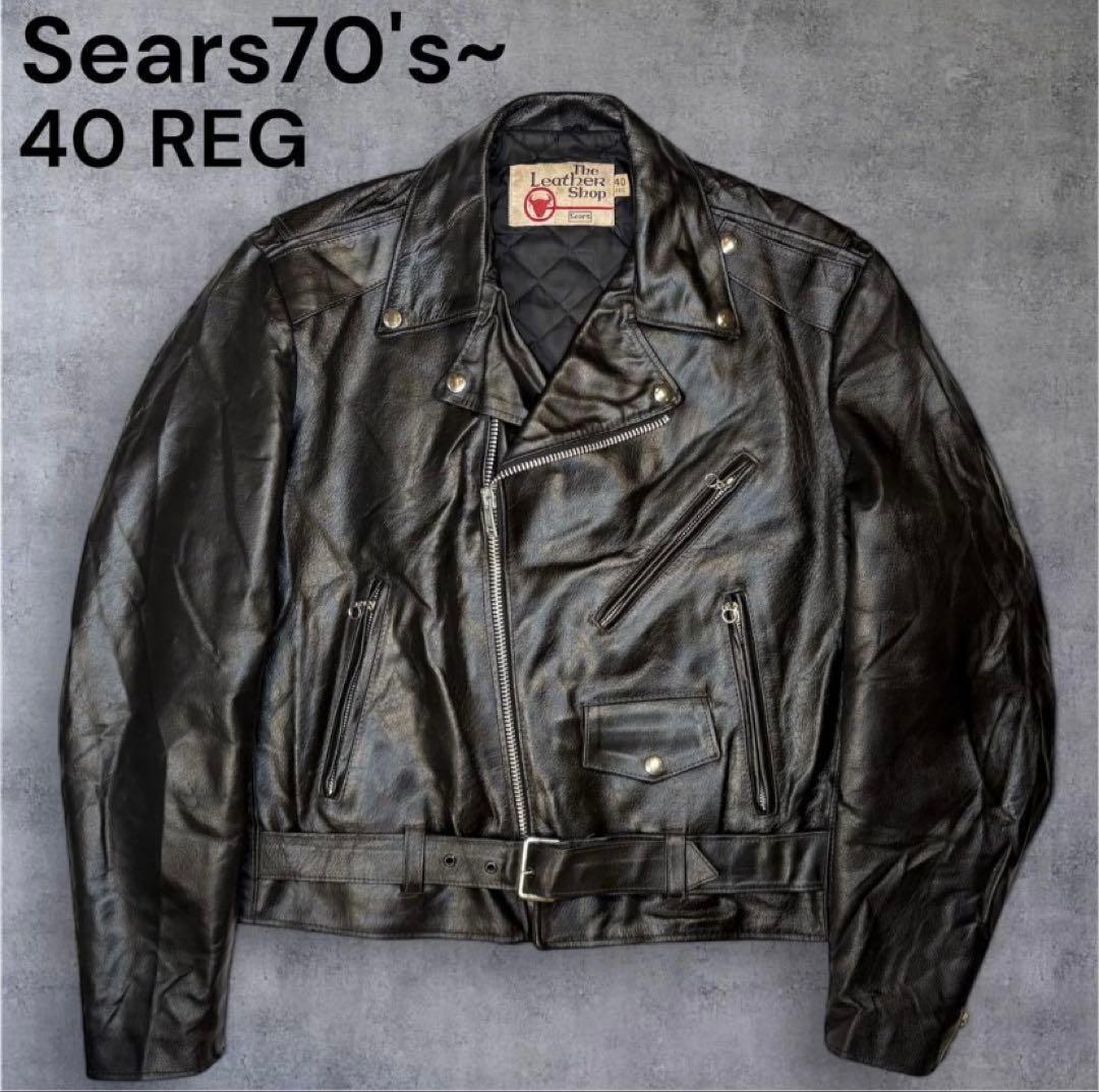 70's 〜 Sears ダブル ライダース ジャケット 40 REG. L 70's 〜 Sears ダブル ライダース ジャケット 40 REG. L - メルカリ